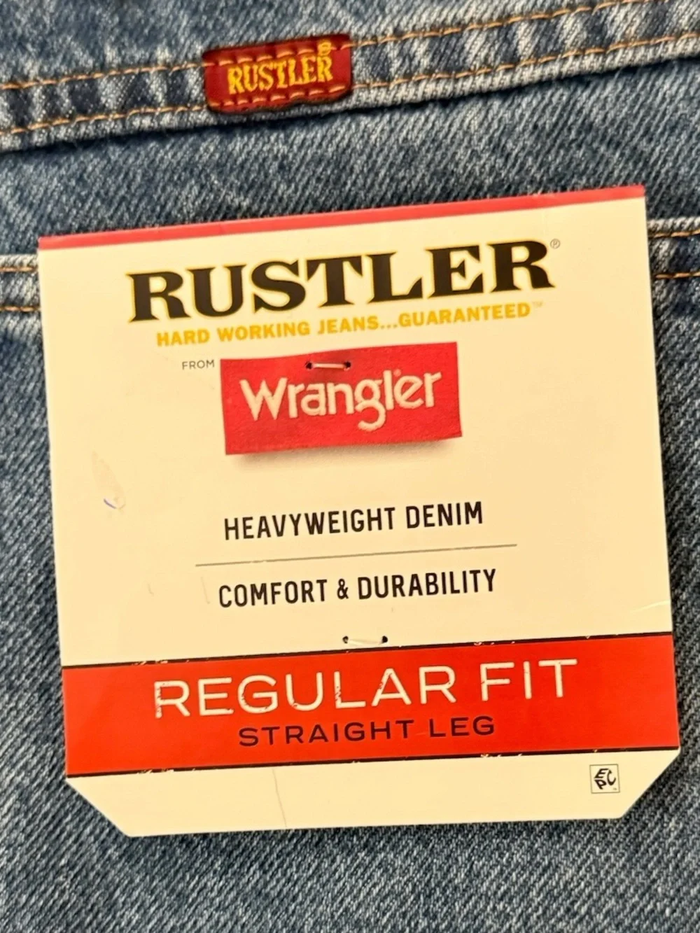 NWT Rustler by Wrangler Regular Fit Straight Leg Jeans Men’s 36x32 100% Cotton